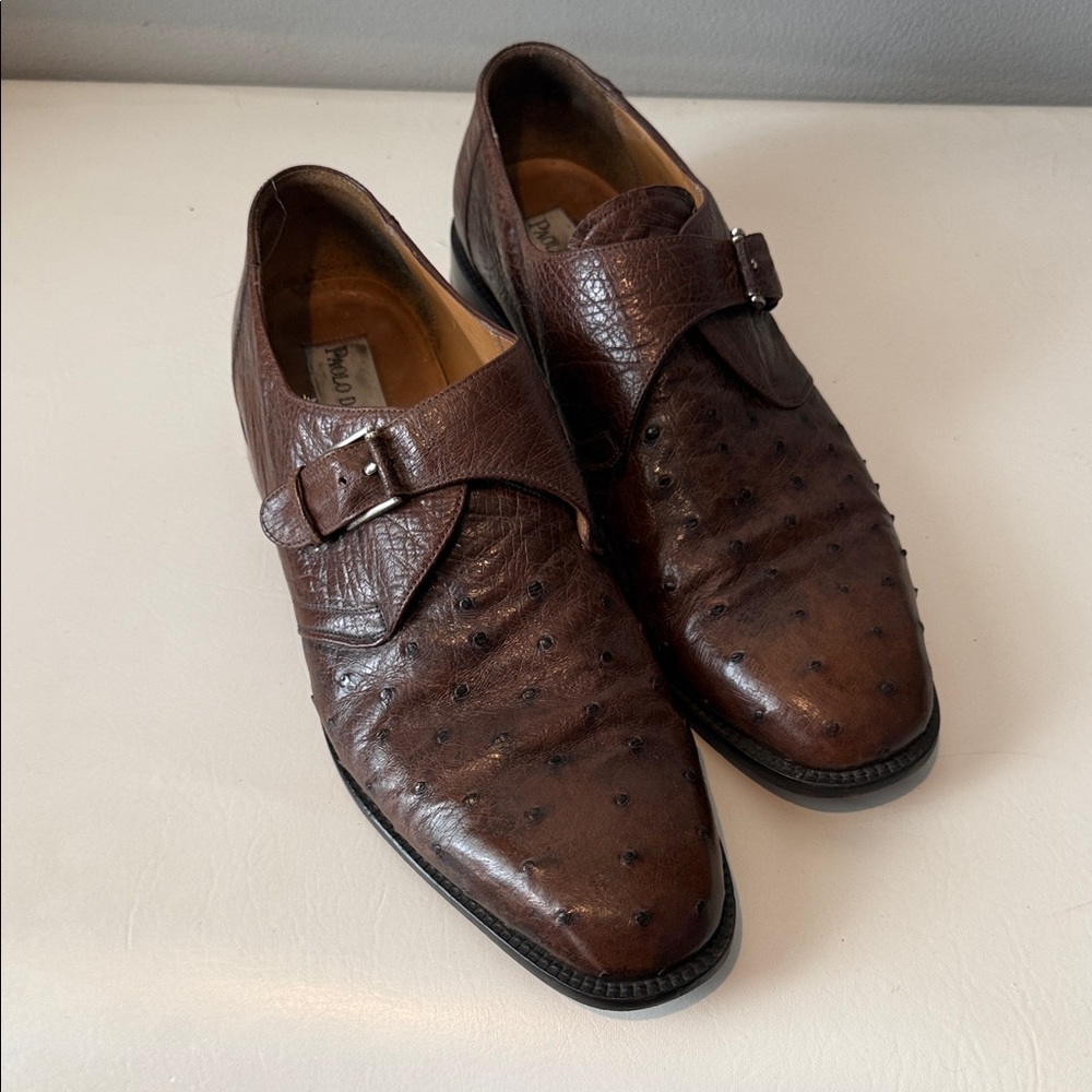 Men's Exotic Genuine Ostrich Buckle Oxfords